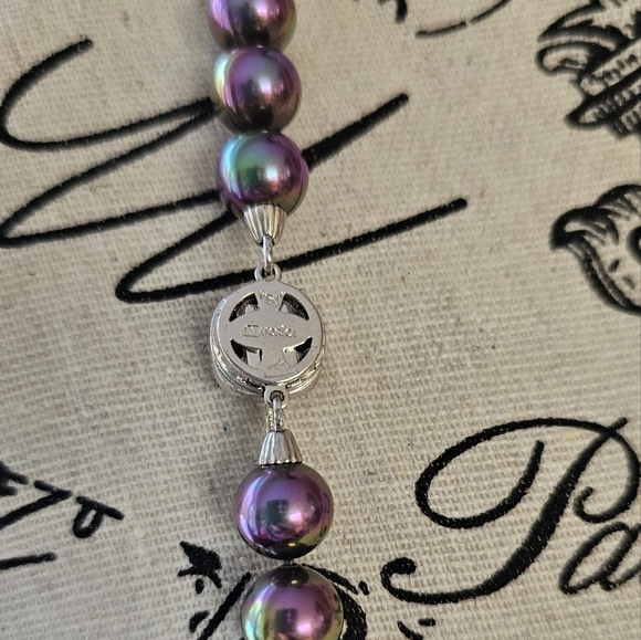 RARE Majorica Lyra Gray 10mm Pearl 925 Necklace & Bracelet Set - Picture 5 of 8